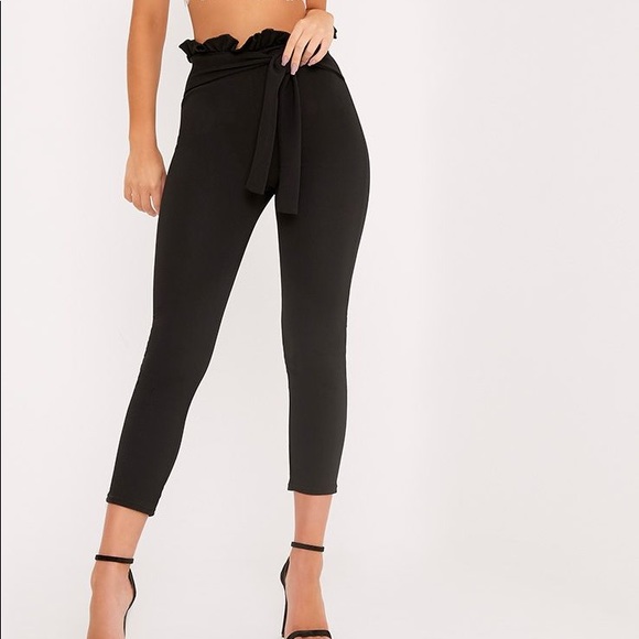 PrettyLittleThing Pants - Black Paperbag Skinny Trousers
